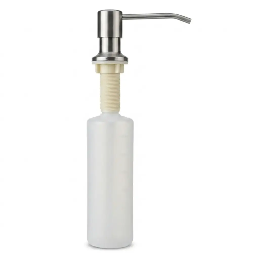 DISPENSADOR DE JABON LIQUIDO SATINADO ENVASE PLASTICO REF. DJC-0134 MARCA AQUAL
