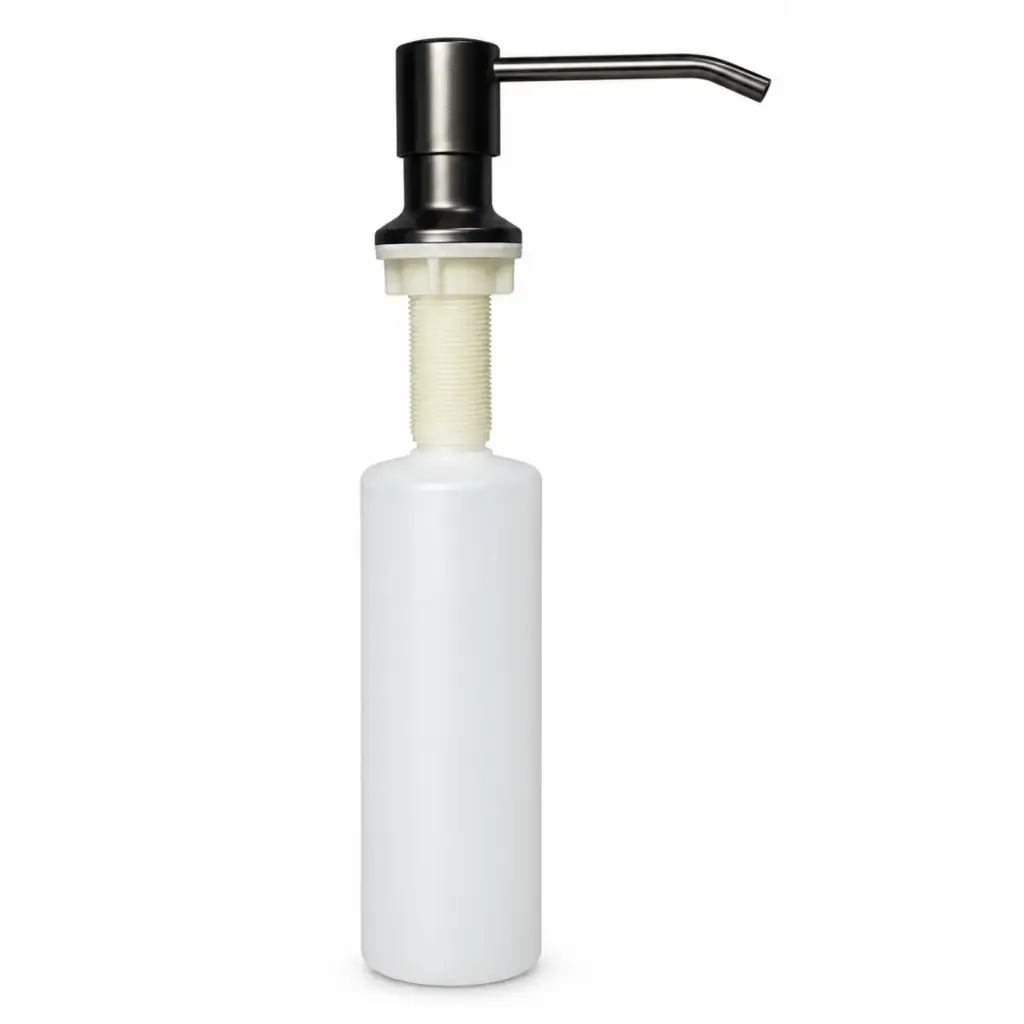 DISPENSADOR DE JABON LIQUIDO GRIS PLOMO ENVASE PLASTICO REF. DJC-0135 MARCA AQUAL