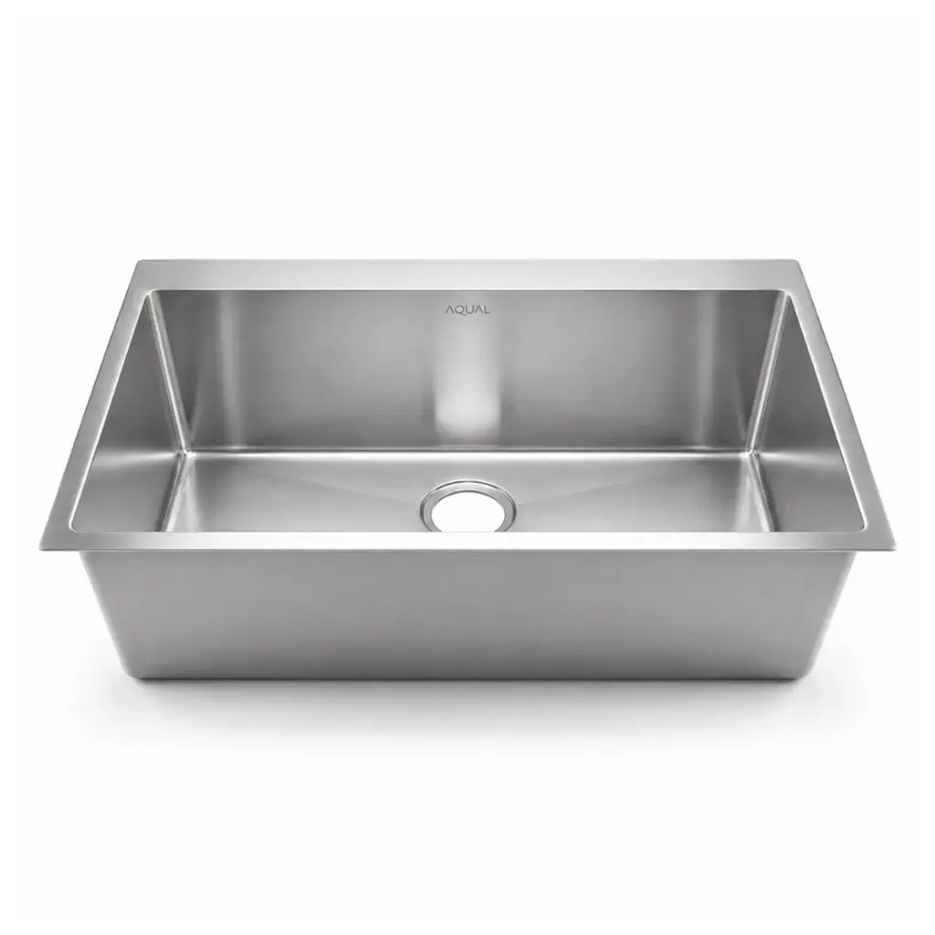 FREGADERO 1 TINA ACERO INOX SOBRE TOPE 83 X 53 X 25.4 CM SATINADO C/ SIFON + DESAGUE REF. FSS-0260 MARCA AQUAL