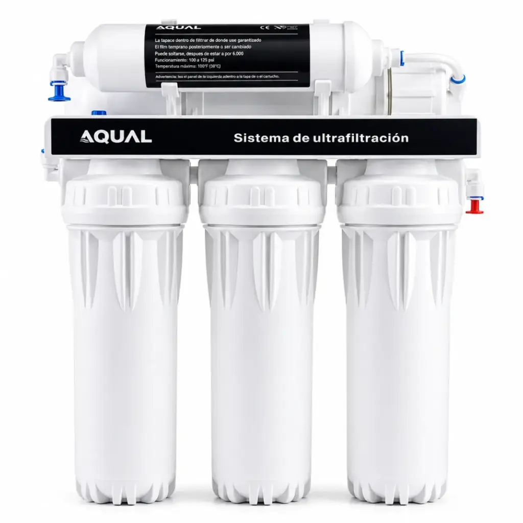 FILTRO DE AGUA 5 ETAPAS C/ CARTUCHOS PPF + UDF + CTO + UF MEMBRANA + POST CARBONO REF. FA5-0167 MARCA AQUAL
