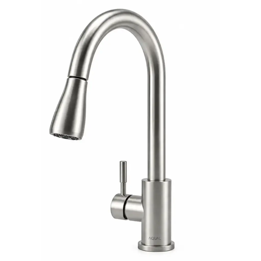 GRIFERIA MONOMANDO P/ FREGADERO SATINADA PICO EXTRAIBLE REF. GFS-0054 MARCA AQUAL