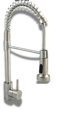 GRIFERIA FREGADERO MONOMANDO SATINADA DE RESORTE REF. GFS-0116 MARCA AQUAL