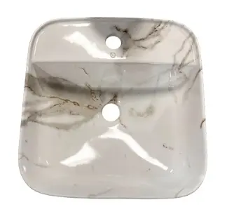 LAVAMANOS CUADRADO DE SOBREPONER 39 CM X 39 CM X 13.5 CM COLOR BLANCO MARMOL REF. D001 MARCA GLOBAL CERAMIC