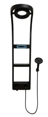 PANEL DE DUCHA / REGADERA DE PARED ESCOCESA CON HIDROMASAJE 4 FUNCIONES + LUZ LED CON PANTALLA DIGITAL + DUCHA TELEFONO C/ NEGRO REF. JZ-5255 / 13-0130 MARCA ZAXON
