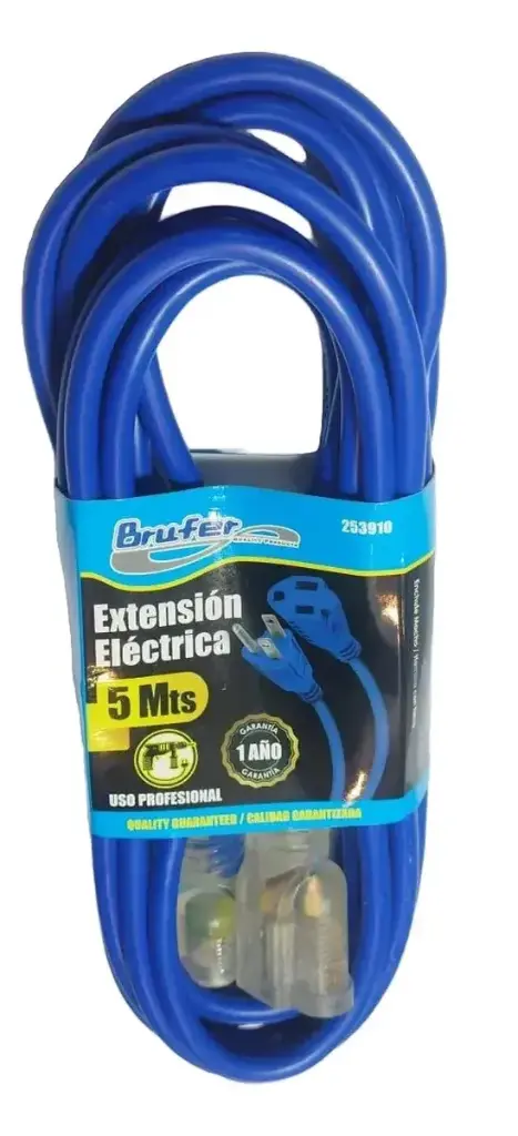 EXTENSION ELEC INDUSTRIAL 1 X 16 AWG 7.6 MTS COLOR AZUL REF. 253911 MARCA BRUFER 