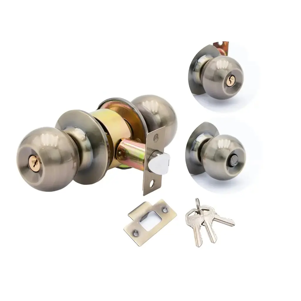 CERRADURA DE POMO PARA DORMITORIO SEG. BOTON C/ SATINADA REF. DL-587-AB / 10048 MARCA COVO