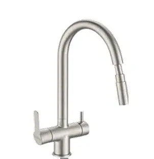 GRIFERIA MONOMANDO ALTO P/ FREGADERO DE 3 VIAS ACERO INOX C/ FILTRO DE AGUA ROCIADOR EXTRAIBLE SATINADO REF GRI-630S MARCA UNIQUE