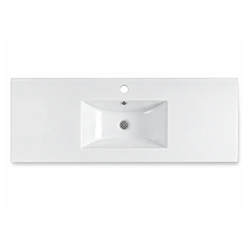 LAVAMANOS DE CERAMICA PARA EMPOTRAR COLOR BLANCO BRILLANTE 121 X 46 CM  REF. LV-004 MARCA EUROPA