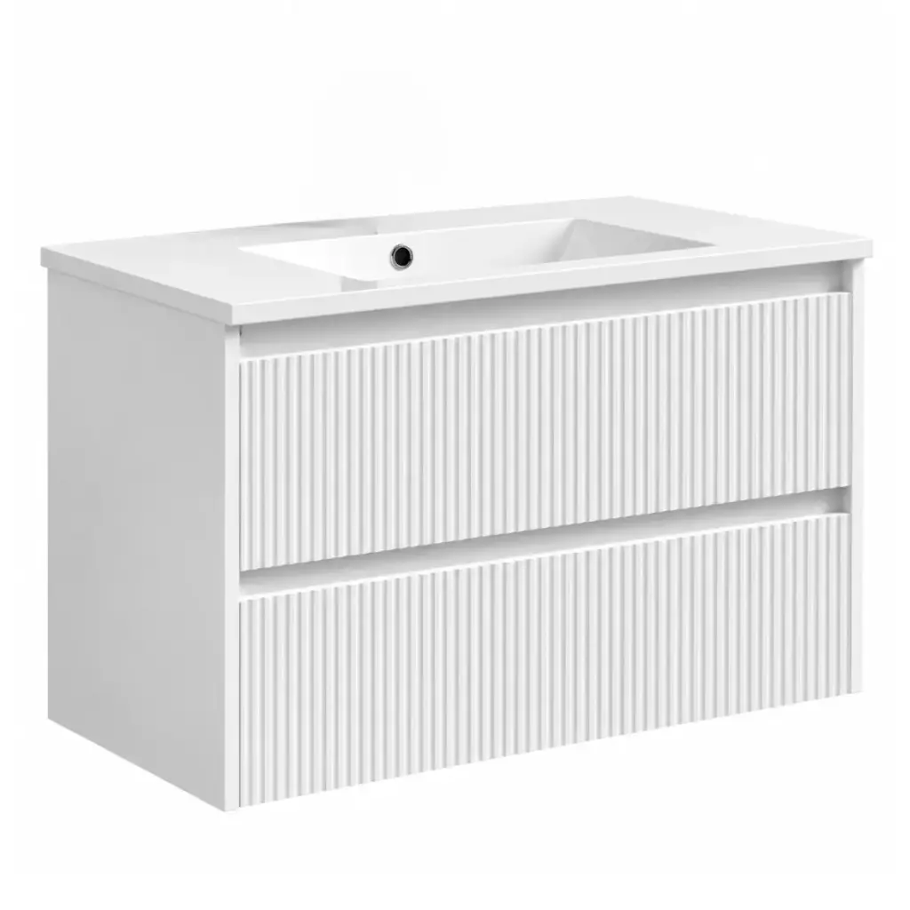 MUEBLE DE BAÑO CON RELIEVE 2 GAVETAS 79 X 45 X 50 CM ( SOLO CAJON ) COLOR BLANCO MATE  REF. MUSO-014 MARCA EUROPA