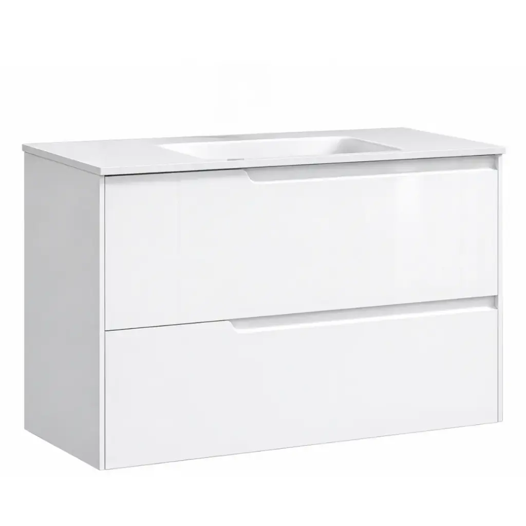 MUEBLE DE BAÑO COLOR BLANCO BRILLANTE 2 GAVETAS 79 X 45 X 50 CM LAVAMANOS P/ EMP.COLOR BLANCO BRILLANTE 81 X 46 CM  REF.  MUSO-008+ LV-002 MARCA EUROPA