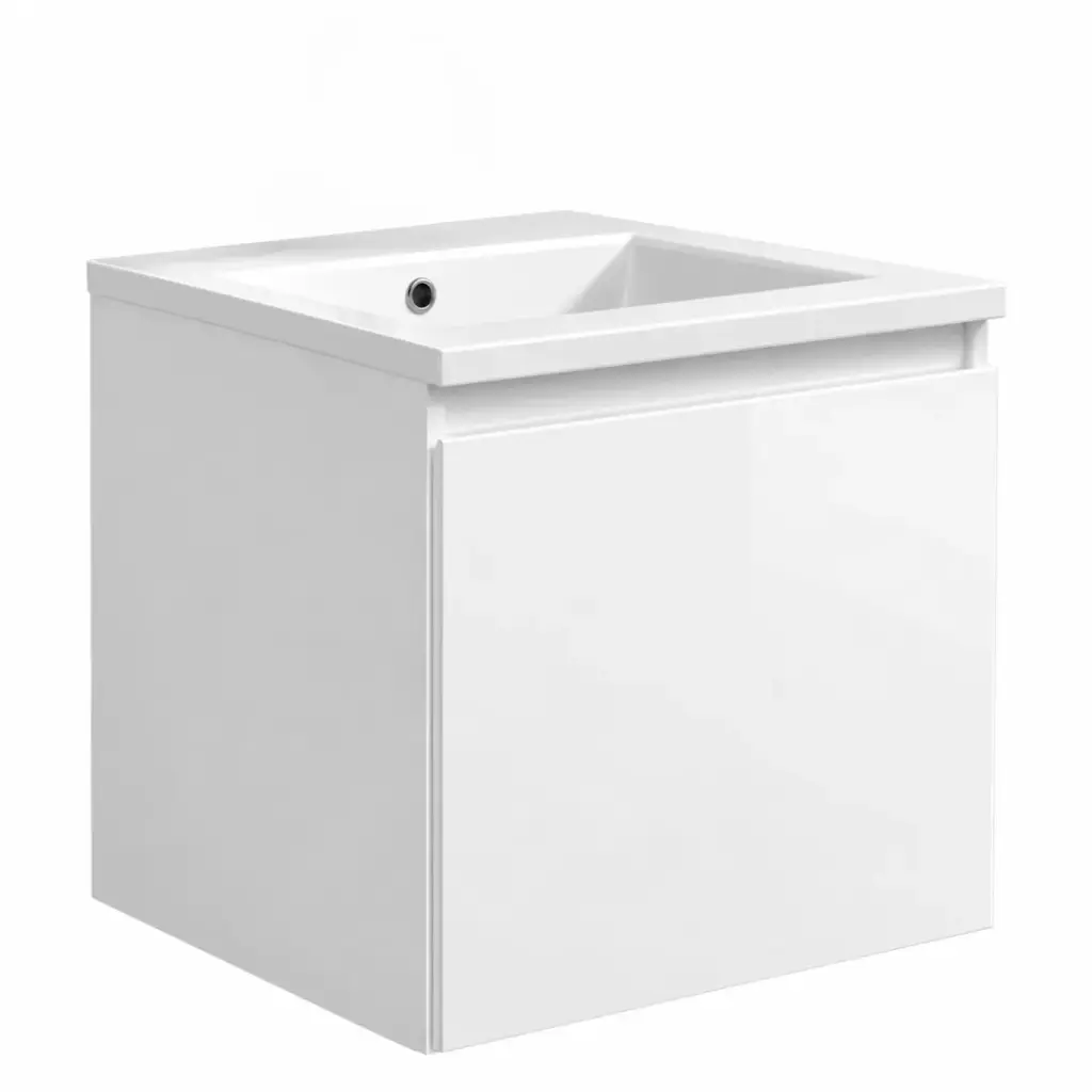 MUEBLE DE BAÑO COLOR BLANCO BRILLANTE 1 GAVETA 40 X 40 X 42 CM LAVAMANOS P/ EMP.COLOR BLANCO BRILLANTE 41 X 41 CM  REF. MUSO-017 + LV-006 MARCA EUROPA