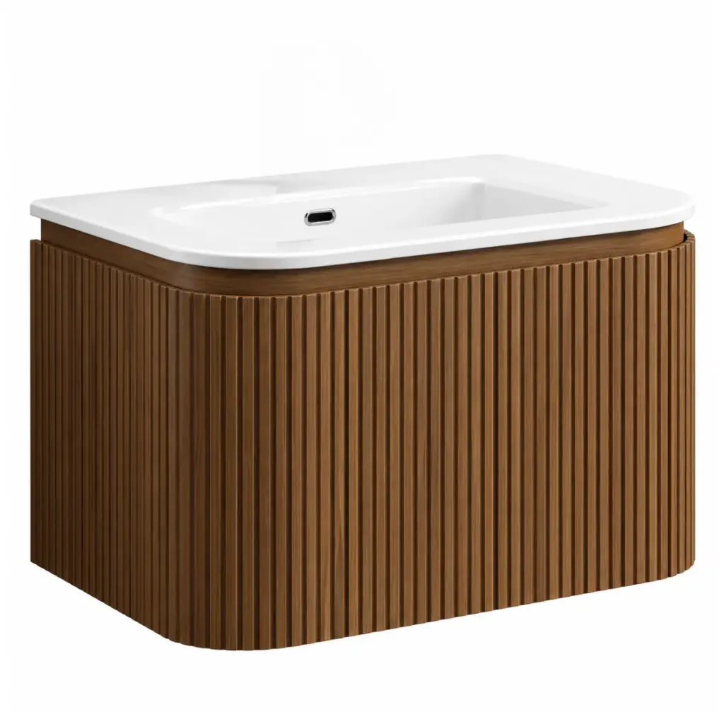 MUEBLE DE BAÑO CON LAVAMANOS DE RESINA COLOR BLANCO MOD. OAK DARK 80 X 47 X 46 CM ( 2 BULTOS) COLOR CEDRO OSCURO REF. MUE-008 MARCA EUROPA