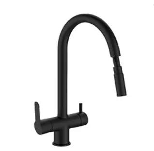 GRIFERIA MONOMANDO ALTO P/ FREGADERO DE 3 VIAS ACERO INOX C/ FILTRO DE AGUA ROCIADOR EXTRAIBLE NEGRO REF GRI-630B MARCA UNIQUE