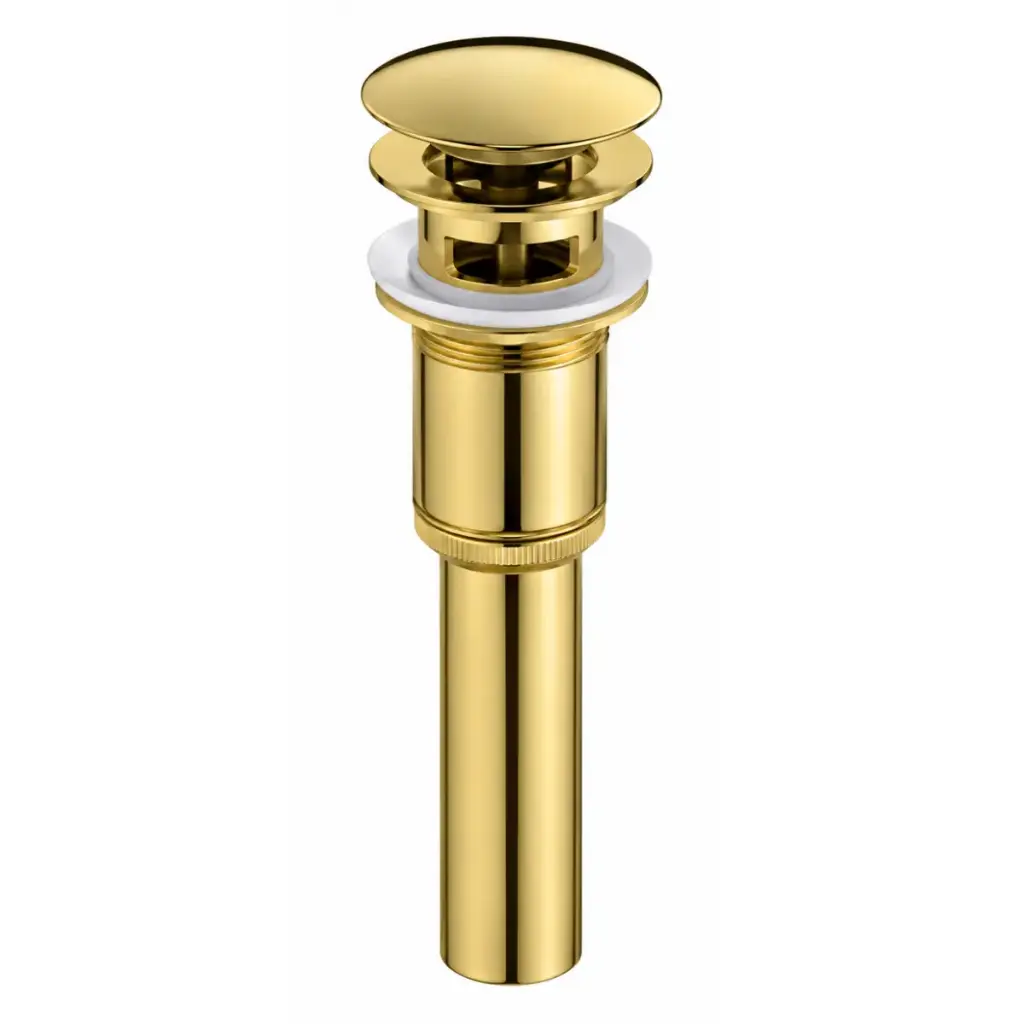 DESAGUE LAVAMANOS PUSH BUTTON MOD. MARSELLA 2 EN 1 ( CON Y SIN REBOSE ) 1 1/4" COLOR GOLD SATIN REF. DESLAV-013 MARCA EUROPA