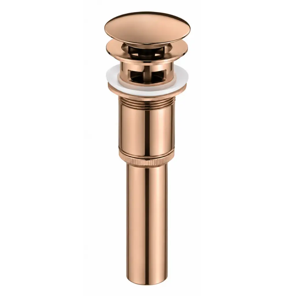 DESAGUE LAVAMANOS PUSH BUTTON MOD. MARSELLA 2 EN 1 ( CON Y SIN REBOSE ) 1 1/4" COLOR GOLD ROSE REF. DESLAV-014 MARCA EUROPA