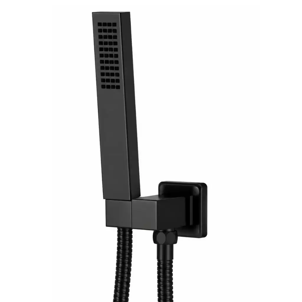 DUCHA TELEFONO RECTANGULAR METALICA NEGRO / BLACK MOD. VALENCIA CON CANILLA SIN LLAVE REF. TELE-010 MARCA EUROPA