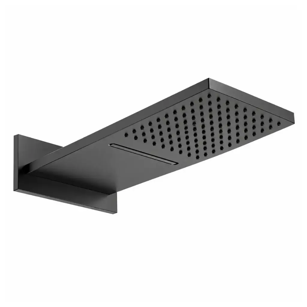 DUCHA / REGADERA PREMIUM DE PARED 2 FUNCIONES CASCADA Y LLUVIA MOD. MYKONOS COLOR GUN METAL REF. MYDU-004 MARCA EUROPA