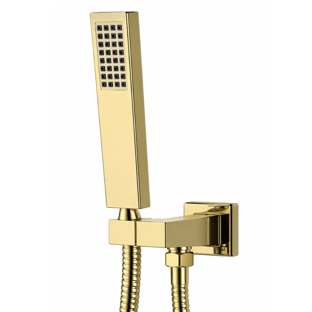 DUCHA TELEFONO RECTANGULAR METALICA GOLD SATIN MOD. VALENCIA CON CANILLA SIN LLAVE REF. TELE-012 MARCA EUROPA
