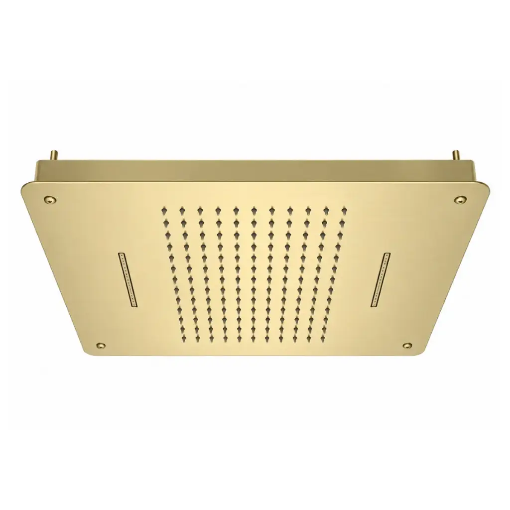 DUCHA / REGADERA CUADRADA PARA EMPOTRAR DE TECHO 60 X 40 CM 2 FUNCIONES CASCADA / LLUVIA MOD. FURORE COLOR GOLD SATIN REF. FURO-002 MARCA EUROPA 