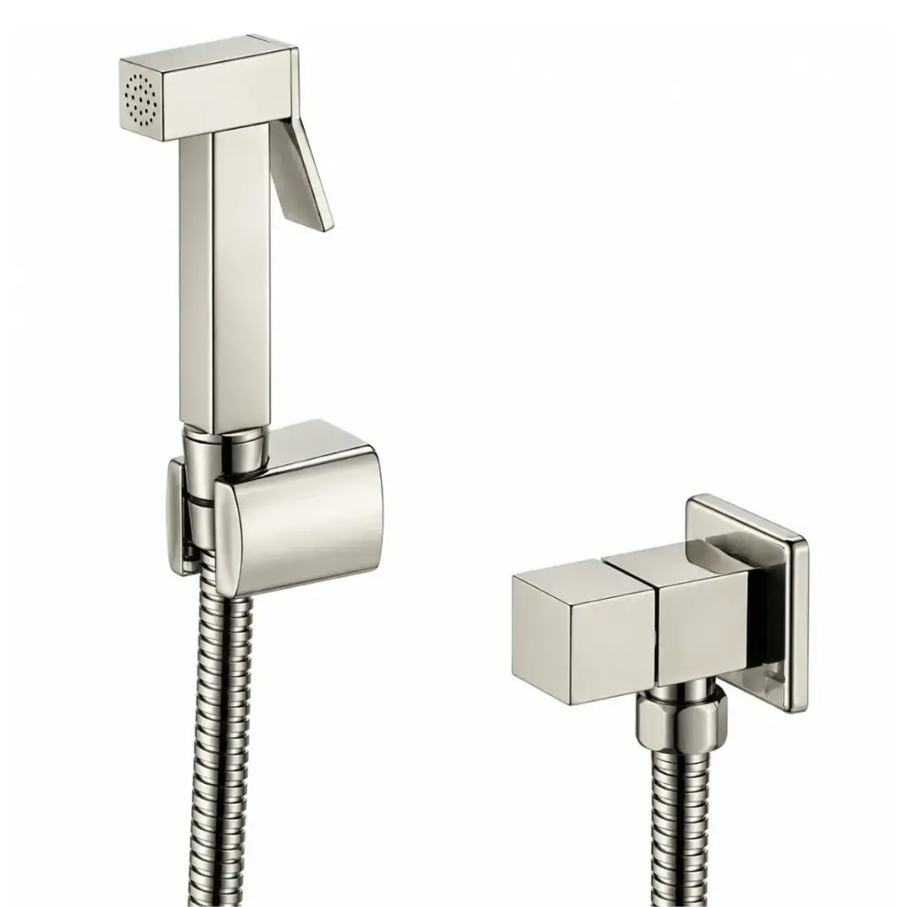 SET DE BIDET / DUCHA TELEFONO SATINADA MDO. VALENCIA CON CANILLA Y LLAVE DE ARRESTO REF. TELE-016 MARCA EUROPA