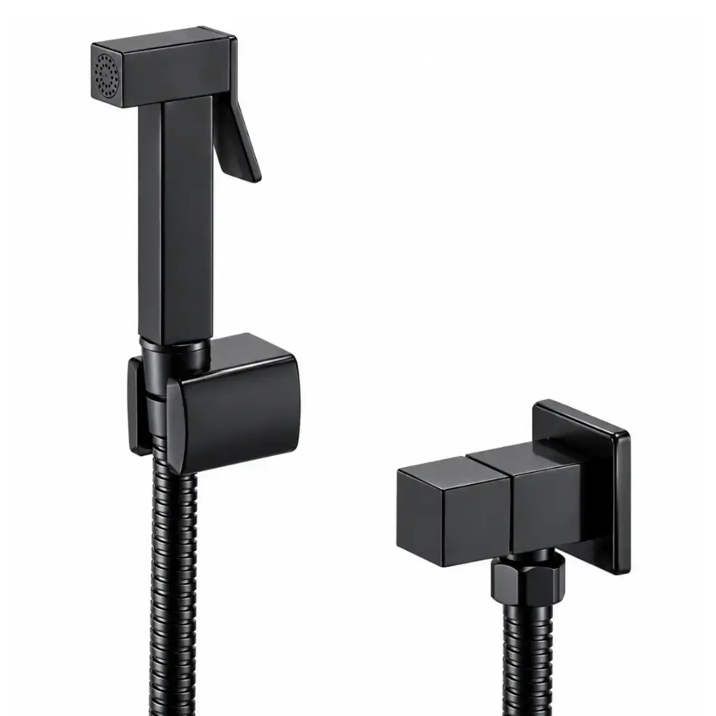 SET DE BIDET / DUCHA TELEFONO NEGRO MDO. VALENCIA CON CANILLA Y LLAVE DE ARRESTO REF. TELE-006 MARCA EUROPA