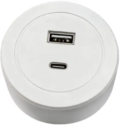 TOMA RED. USB A + C 5 V 3 A 110 - 250 V IP20 6 X 2.6 CM COLOR BLANCO P/RIEL HEA LIGHT MAGNET. SUP. COD. 009283 REF. TDE01004 HEA LIGTH