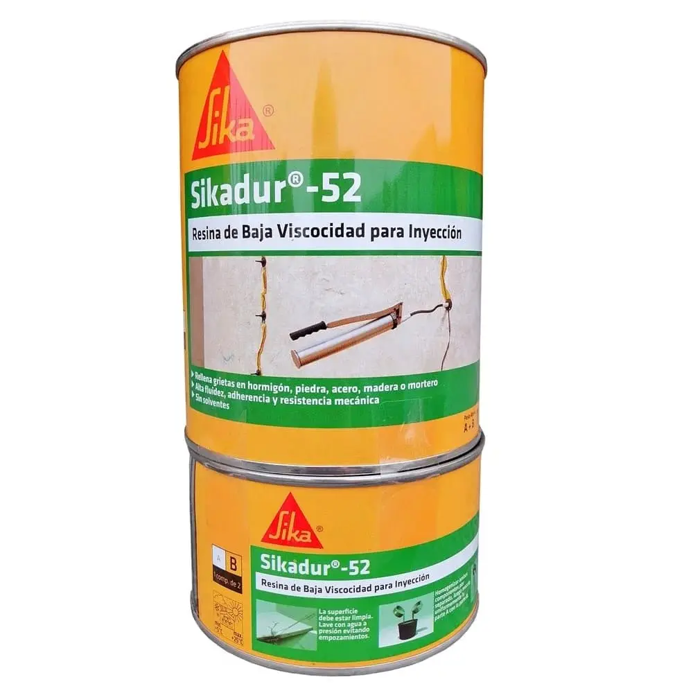 SIKADUR 52 INYECCION VE JGO 3KG PARTE A 2KG + B 1 KG RESINA DE BAJA VISCOCIDAD , RELLENO Y SELLADO DE GRIETAS EN CONCRETO Y OTROS MATERIALES REF. 313378 MARCA SIKA 