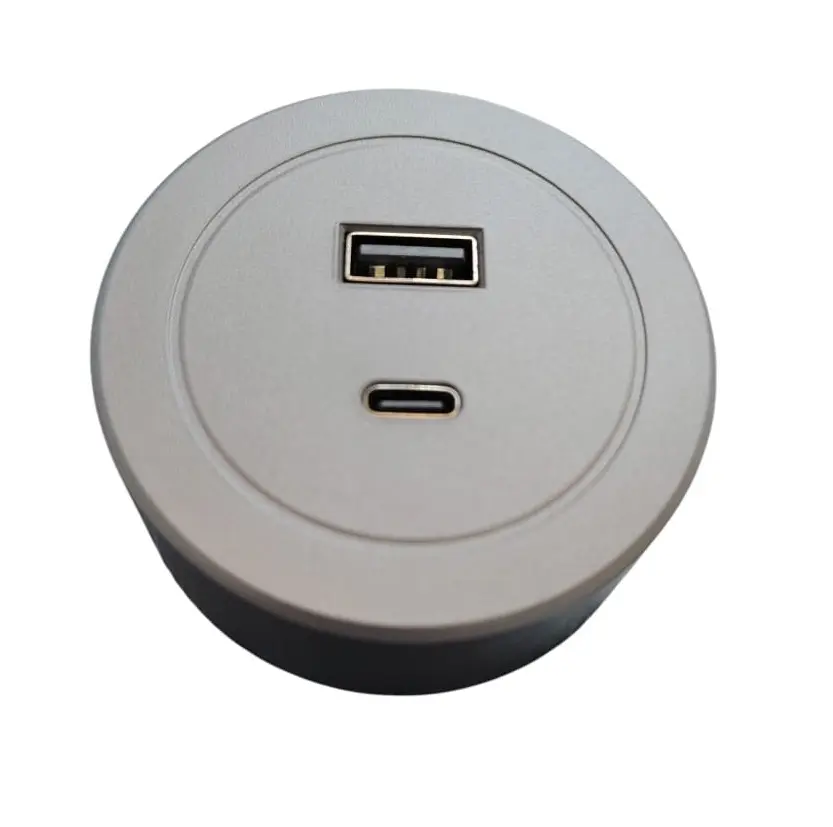 TOMA RED. USB A + C 5 V 3 A 110 - 250 V IP20 6 X 2.6 CM COLOR GRIS P/RIEL HEA LIGHT MAGNET. SUP. COD. 009306 REF. TDE01005 MARCA HEA LIGTH