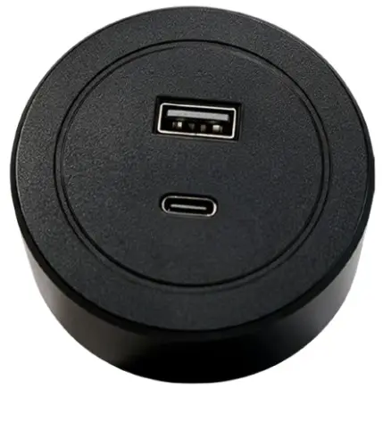 TOMA RED. USB A + C 5 V 3 A 110 - 250 V IP20 6 X 2.6 CM COLOR NEGRO P/RIEL HEA LIGHT MAGNET. SUP. COD. 009290 REF. TDE01006 MARCA HEA LIGTH
