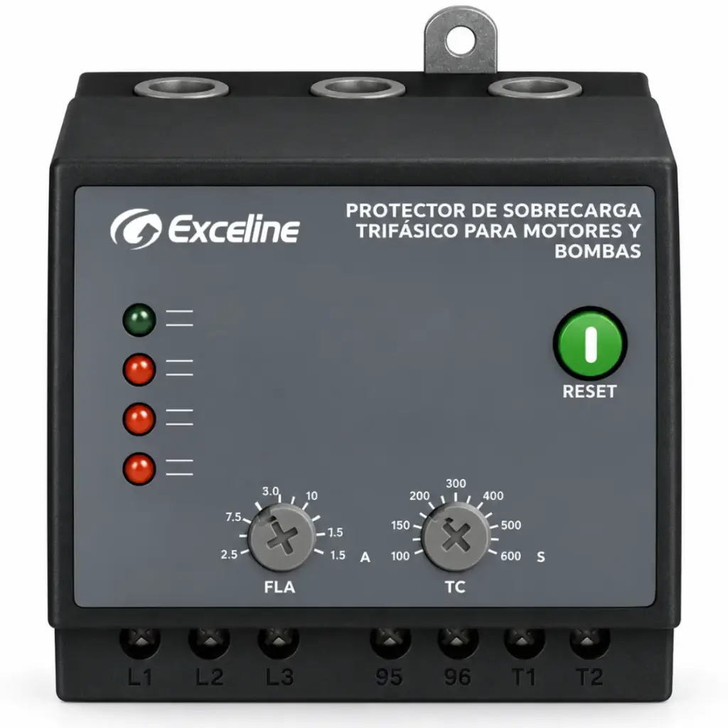 PROTECTOR DE VOLTAJE MOTORES Y BOMBAS TRIFASICO 208 - 220 V ENTRE 3/4 A 3 HP REF. GSC-MB-22012 MARCA EXCELINE