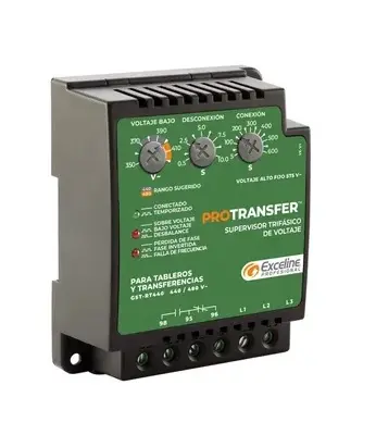 SUPERVISOR DE VOLTAJE TRIFASICO P/ TABLEROS, ACOMETIDAS Y TRANSFERENCIAS CON GENERADORES 440 / 480 V REF. GST-RT440 / 224098 EXCELINE