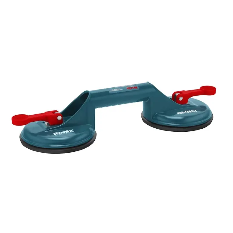 VENTOSA / CHUPON PROFESIONAL DE ALUMINIO PARA VIDRIOS Y CERAMICAS DE 2 COPAS DE GOMA 118MM CAPACIDAD 80KG REF. RH-9937 MARCA RONIX