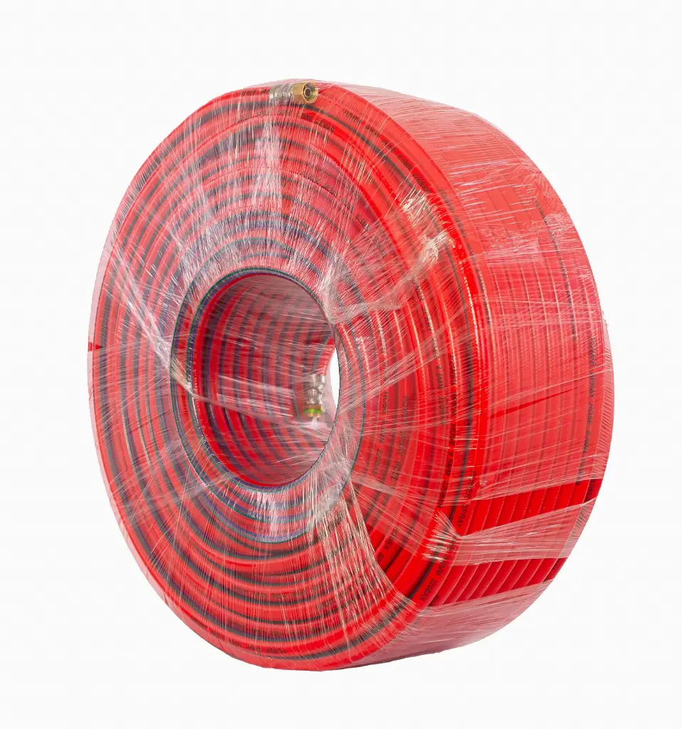 MANGUERA DE GOMA 8.5MM 100MTS 5 CAPAS 220 BAR C/ CONEXIONES METALICAS PARA FUMIGADORA ESTACIONARIA MAG MOD. M100 REF. EFU-1010 REF. 2102502 MARCA MAG