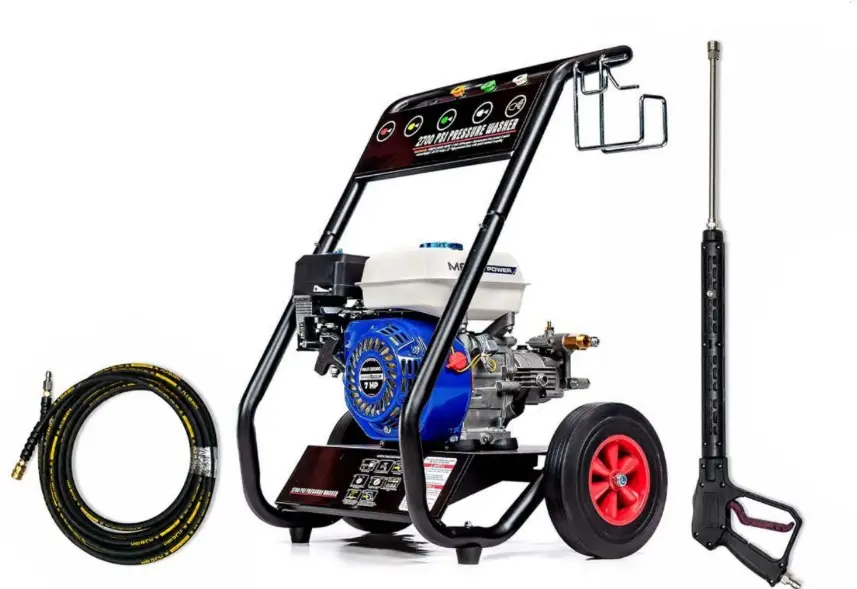 HIDROLAVADORA / HIDROJET A GASOLINA 170 BAR 7HP MOTOR 4T 7.5LTS/MIN C/ MANGUERA 9MTS +CARRETILLA + PISTOLA + LANZA MOD. HG-2000 REF. EHJ-1007 MARCA MAG