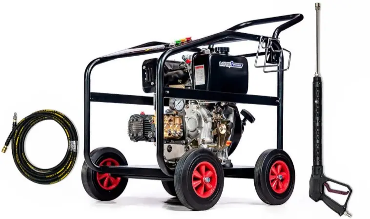HIDROLAVADORA / HIDROJET DIESEL 240 BAR 10HP MOTOR 4T 20.7LTS/MIN C/ MANGUERA 10MTS +CARRETILLA + PISTOLA + LANZA MOD. HD-3600 REF. EHJ-1009 MARCA MAG