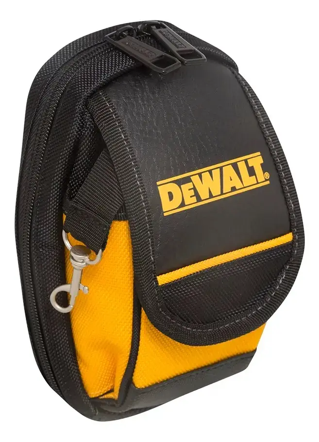 BOLSO PORTA CELULAR C/ 3 BOLSILLOS 19  X 7 X 11 CM C/GANCHO PARA CINTURON COLOR NEGRO - AMARILLO COD. DWST83487-LA REF. 02019030 MARCA DEWALT