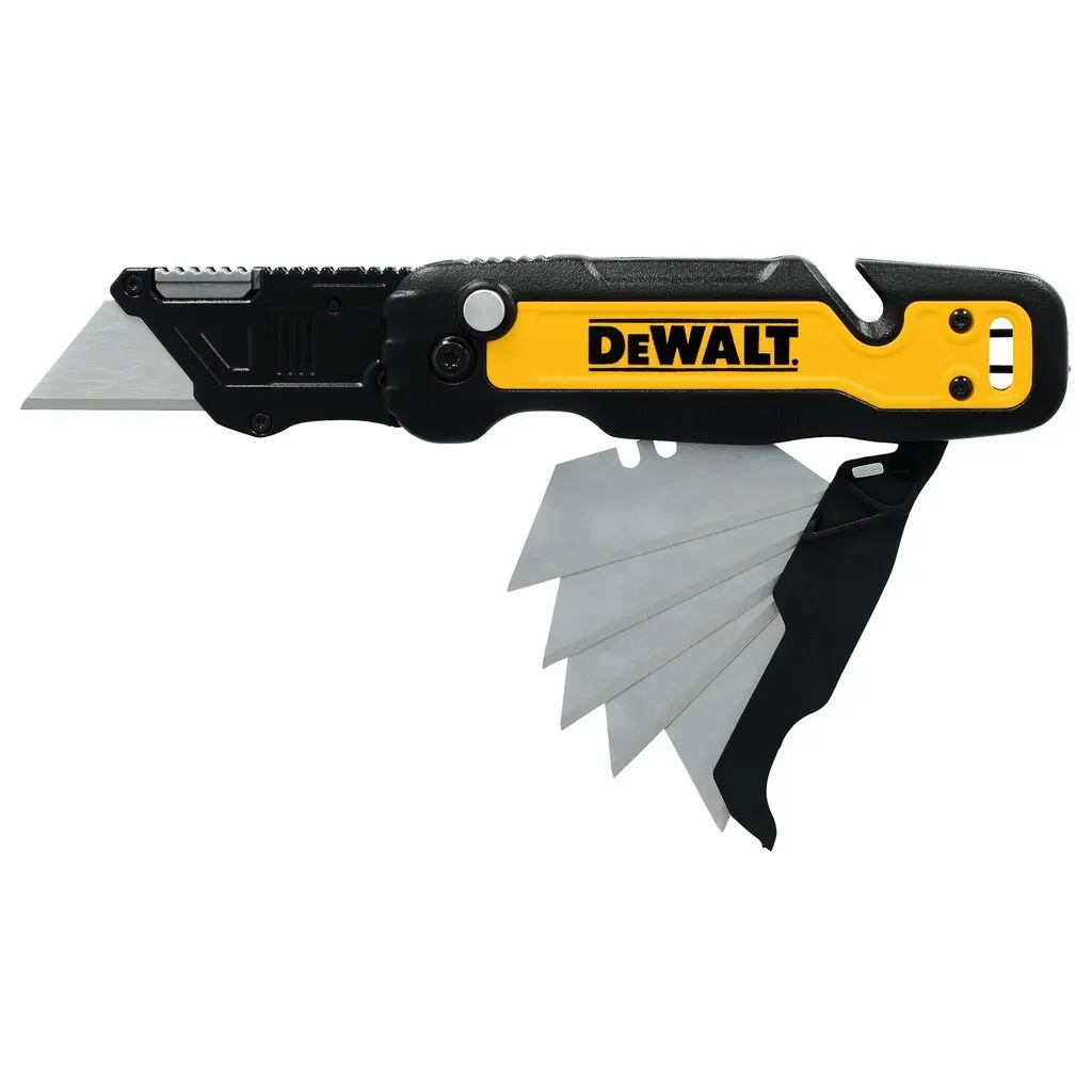 NAVAJA DE BOLSILLO PLEGABLE 180MM CON ALMACENAMIENTO DE CUCHILLAS PARA 5 HOJAS COD. DWHT10992 REF. 02026105 MARCA DEWALT 