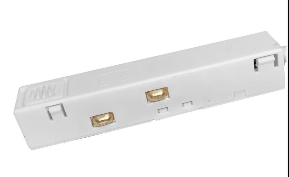 ACCESORIO / ALIMENTADOR / CONECTOR DE CONTINUIDAD PARA RIEL TRACK LIGHT 48 V BLANCO REF. LUM-943 LUMIND