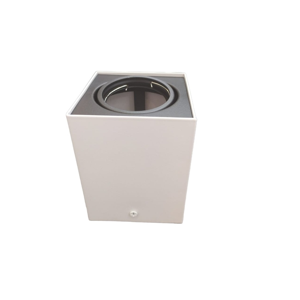 APLIQUE DE TECHO SUPERFICIAL PARA GU10 CUBO BLANCO CON NEGRO REF. LUM-441 MARCA LUMIND