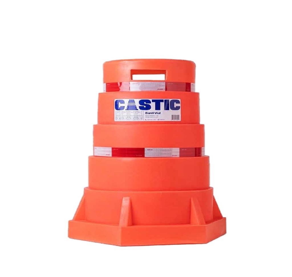 BARRIL VIAL RIGIDO CON BASE HEXAGONAL 100 X 71 X 71 CM  REF. BARRIL / 184421 MARCA CASTIC