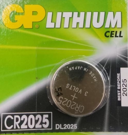 BATERIA / PILA BOTON DE LITIO " CR2025" 3V UNIDAD REF. CR2025-7C5 / DL-2025 / 001130 MARCA GP