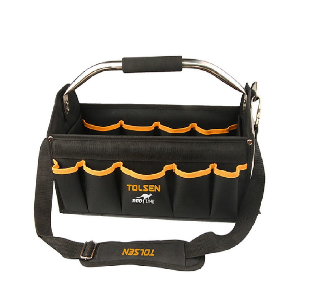 BOLSO DE HERRAMIENTA S/TAPA 17" TUBO DE ACERO 15 BOLSILLOS 42 X 21 X 29CM REF:20112 MARCA TOLSEN