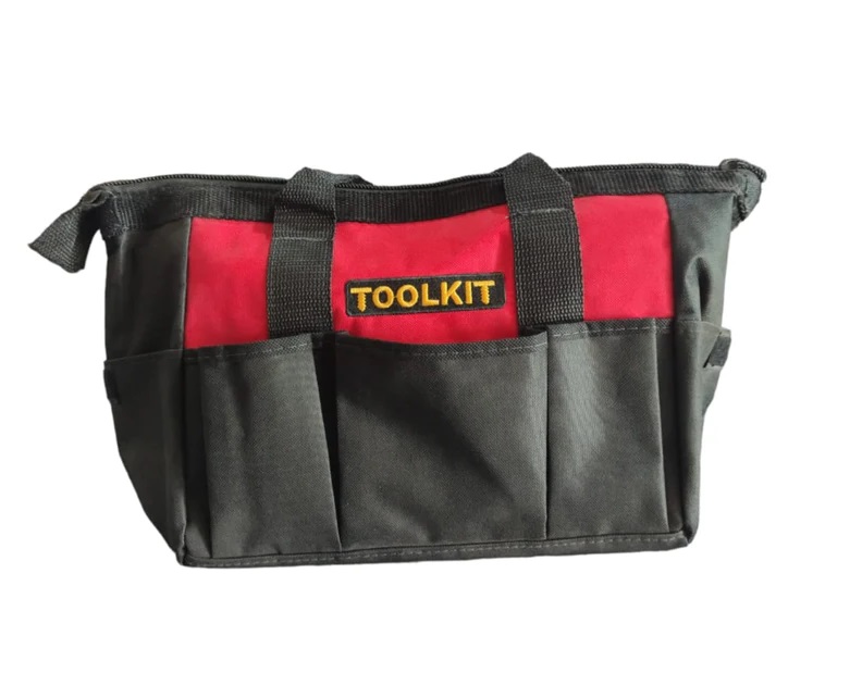 BOLSO PORTA HERRAMIENTAS PARA CONSTRUCCION 16" X 10" COLOR ROJO REF. TOOLKIT-002 MARCA STANLEY