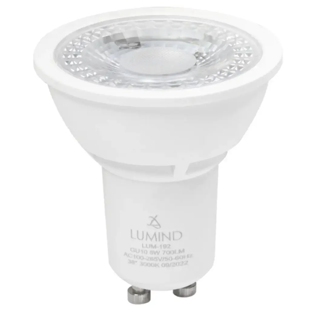 BOMBILLO DICROICO LED GU10 8 W 3000 K 700 LM 50 - 60 HZ AC 100 -265 V REF- LUM-192 MARCA LUMIND