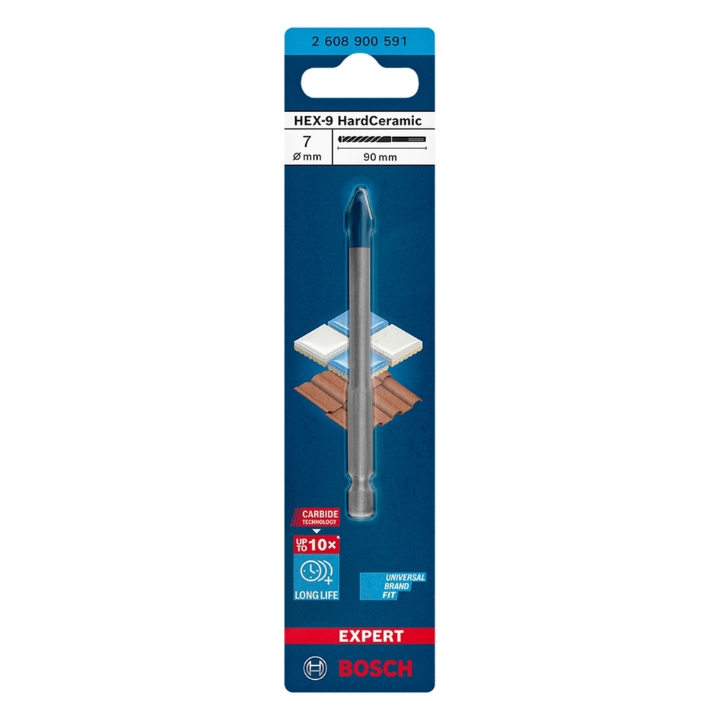 BROCA PARA CERAMICA 7MM X 90MM HEX-9 REF. 2608900591 / 871640 / 232434 MARCA BOSCH