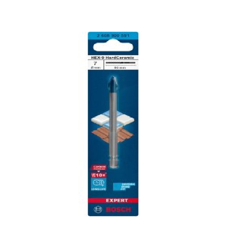BROCA PARA CERAMICA 7MM X 90MM HEX-9 REF. 2608900591 / 871640 / 232434 MARCA BOSCH