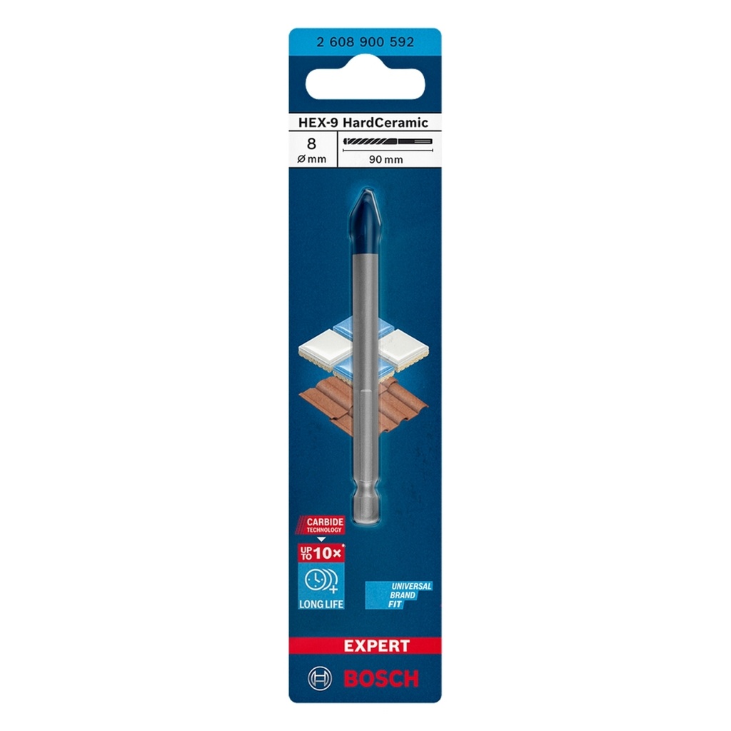 BROCA PARA CERAMICA 8 MM X 90 MM (5/16" X 3 5/32") CYL-9 REF. 2608900592 / 871666 / 232441 BOSCH