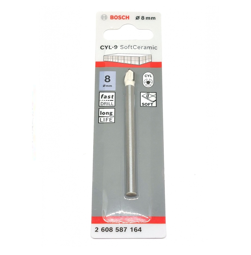 BROCA PARA CERAMICA 8 MM X 90 MM (5/16" X 3 5/32") CYL-9 REF. 2608900592 / 871666 / 232441 BOSCH