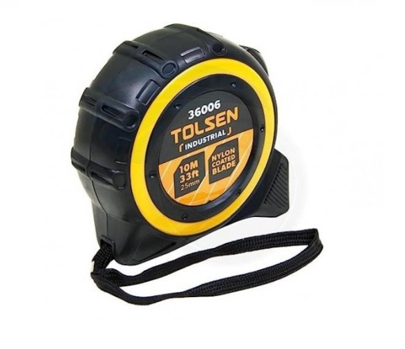 CINTA MÉTRICA PROFESIONAL 10 MTS / 33 FT - CUERPO PLASTICO + GOMA REF. 36006 MARCA TOLSEN