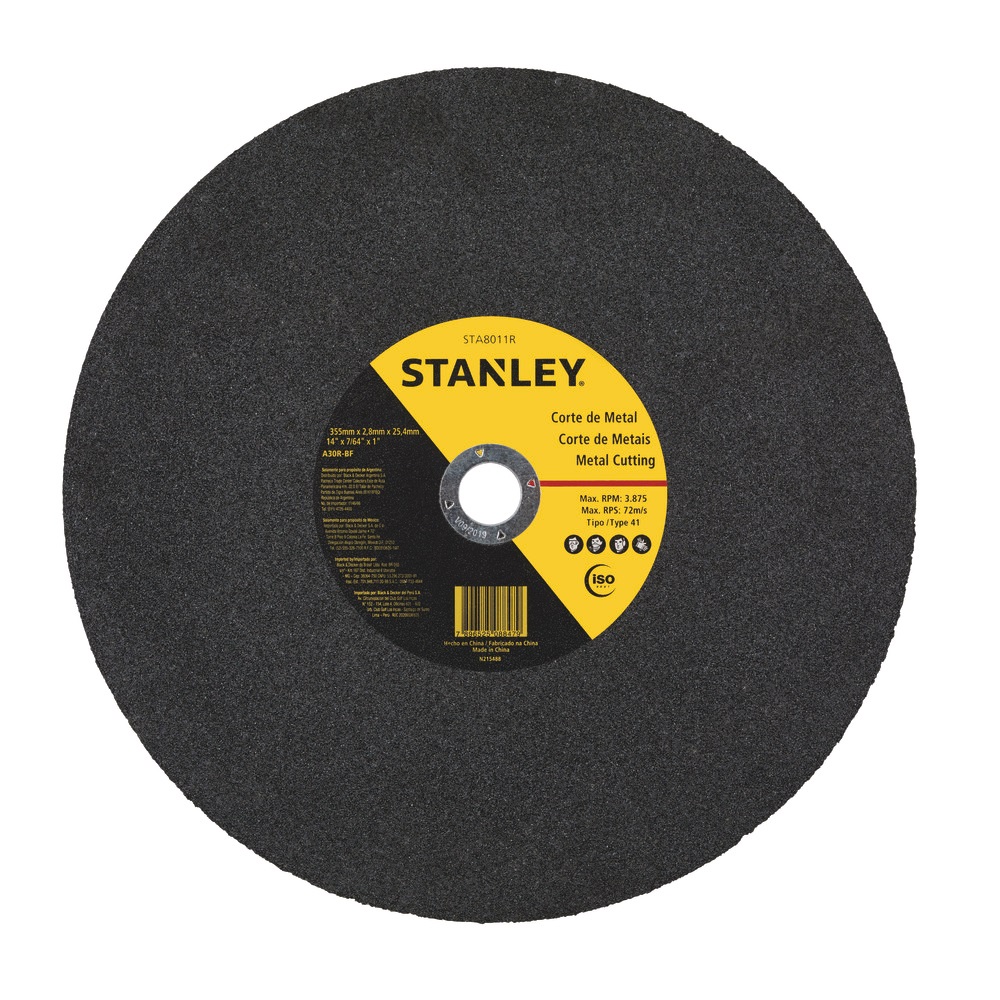 DISCO DE CORTE METAL 14" X 7/64" X 1" PLANO REF. STA8011R / DIS-722 MARCA STANLEY